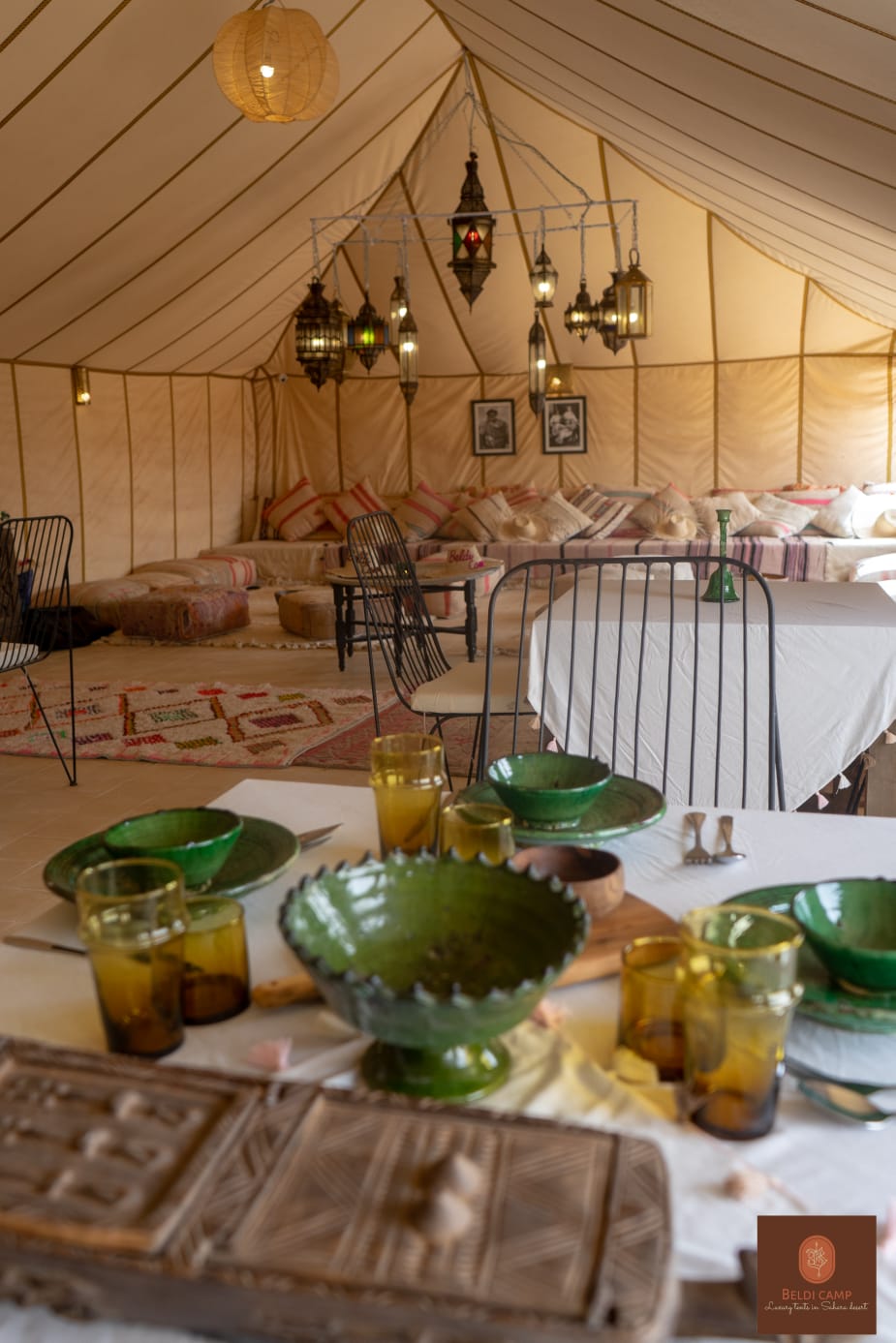 Beldi Camp tent and Sahara